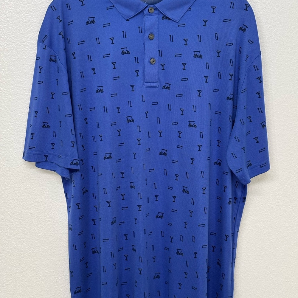 Jack Nicklaus Blue Golf Patterned Men's Polo Shirt